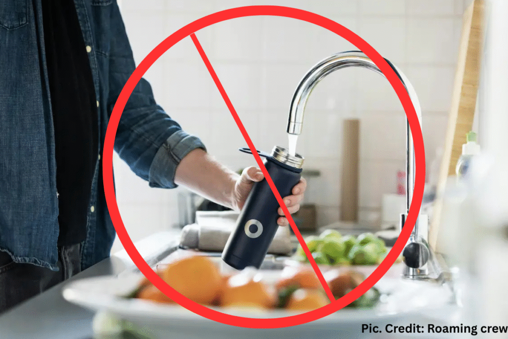 mum is filing tap water in INDIA WHICH IS A BIG NO.