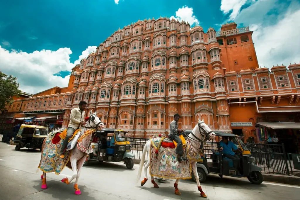 A beautiful landscape of Hawa Mahal, Jaipur, our kids' favorite place in India.