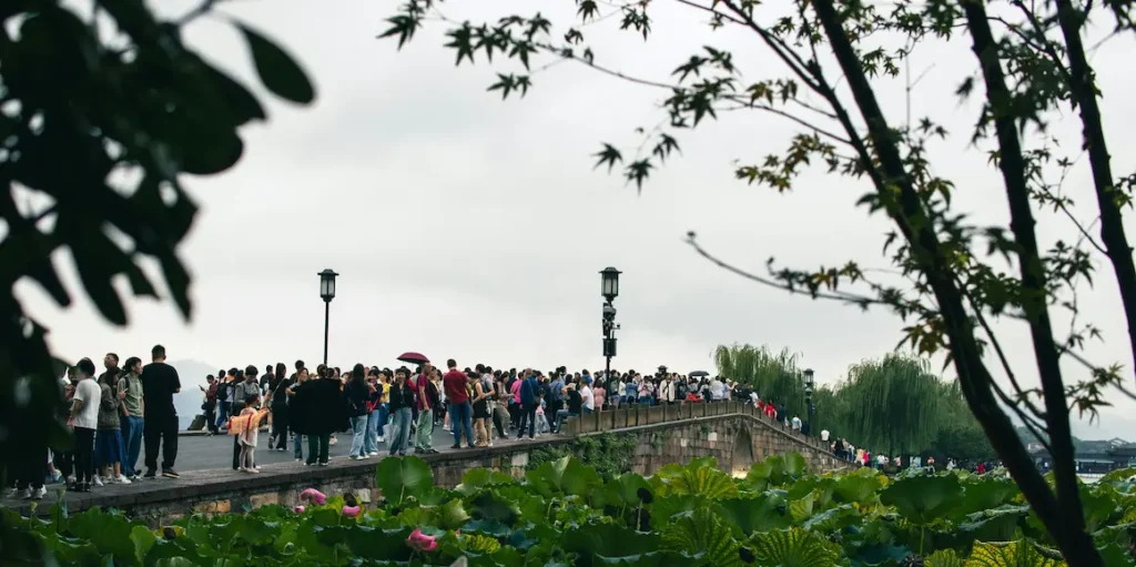 China in spring is is pleasant but crowded
