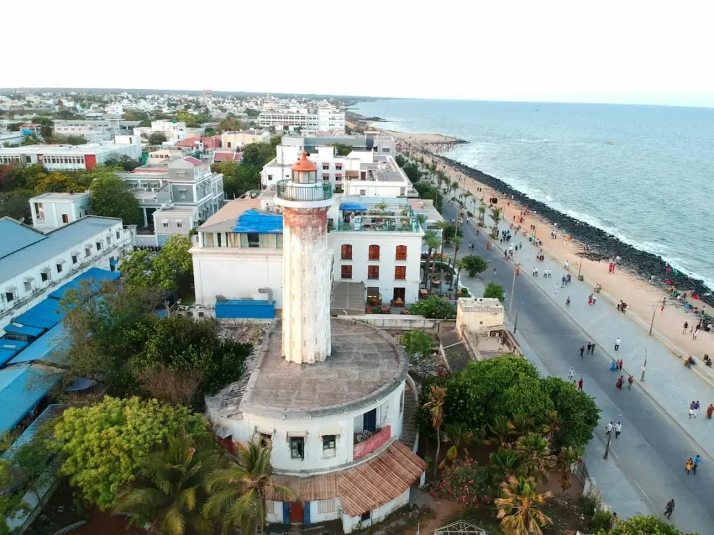Pondicherry is a French colonial beach town to enjoy the cafe culture and croissants in India with kids. 