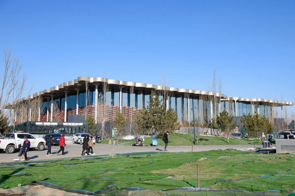 The view of Beijing City Library,  A stunning, futuristic library where kids can rest, read, and recharge.