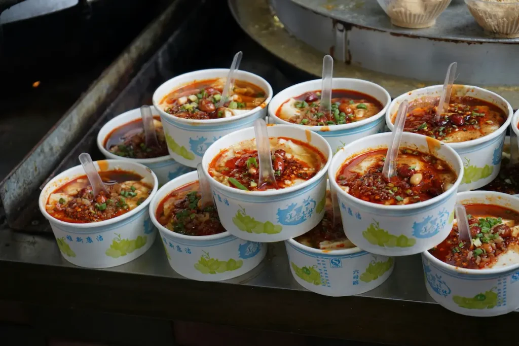 Food in Chengdu is Sichuan cuisine, which is known for its numbing peppercorns.