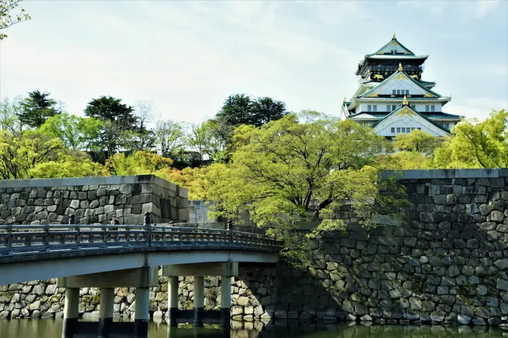 Kids are playing in the surrounding park of Osaka Castle, the city’s most iconic landmark.