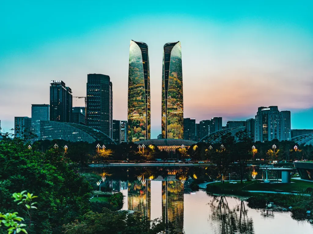 View of Chengdu, the panda city near Chongqing, China