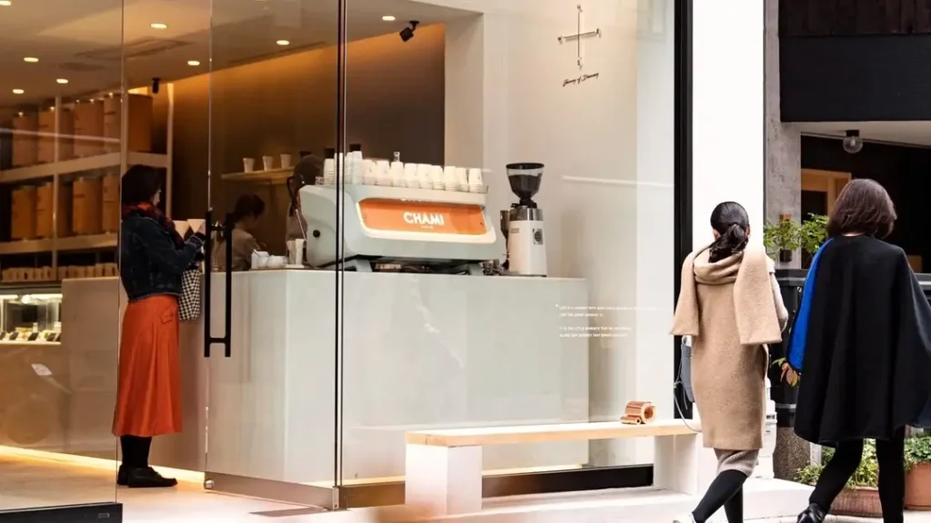 The local cafe CHAMI offers coffee with fruitcakes in Nara