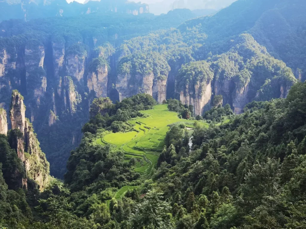kids admiring Avatar Hallelujah Mountain in Zhangjiajie National Forest Park”