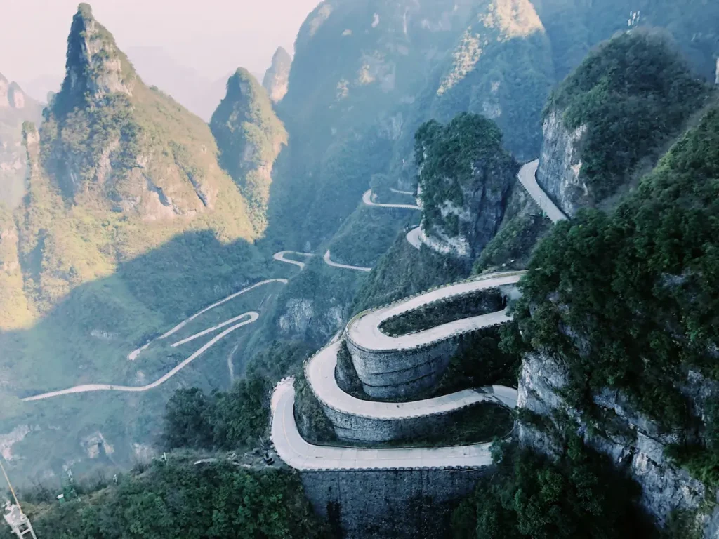 Roads to Wulingyuan are winding; better to travel in daylight.