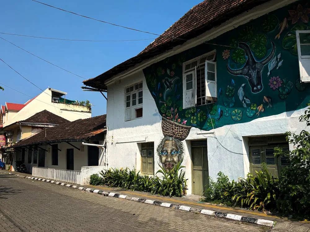Street art in Fort Kochi on a calm morning.