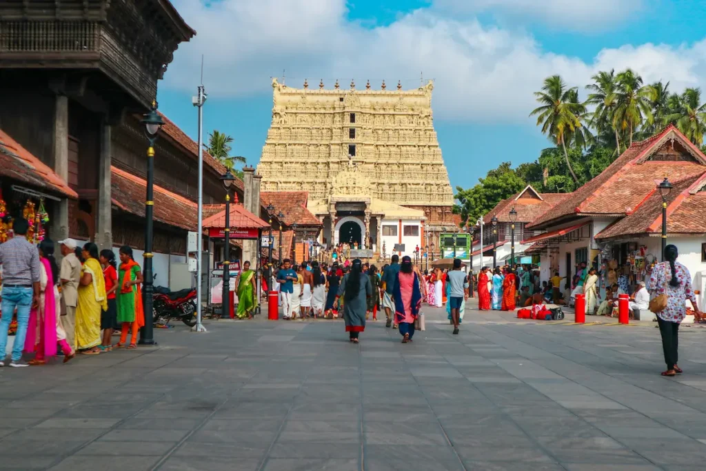 Padmanabhaswamy Temple exterior in Trivandrum Kerala.