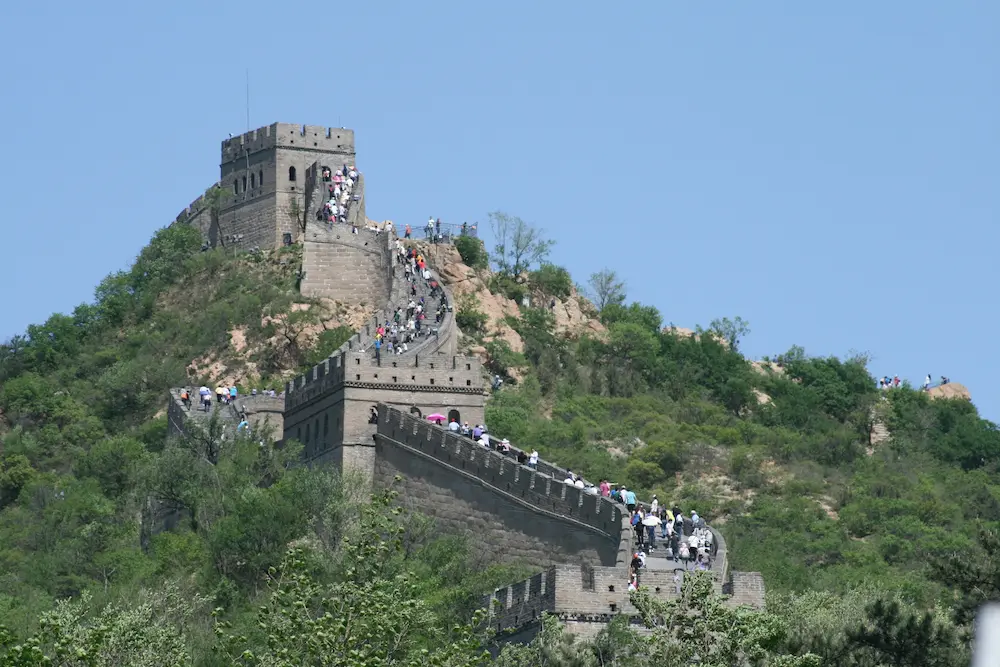 The Badaling section of the Great Wall of China with kids.