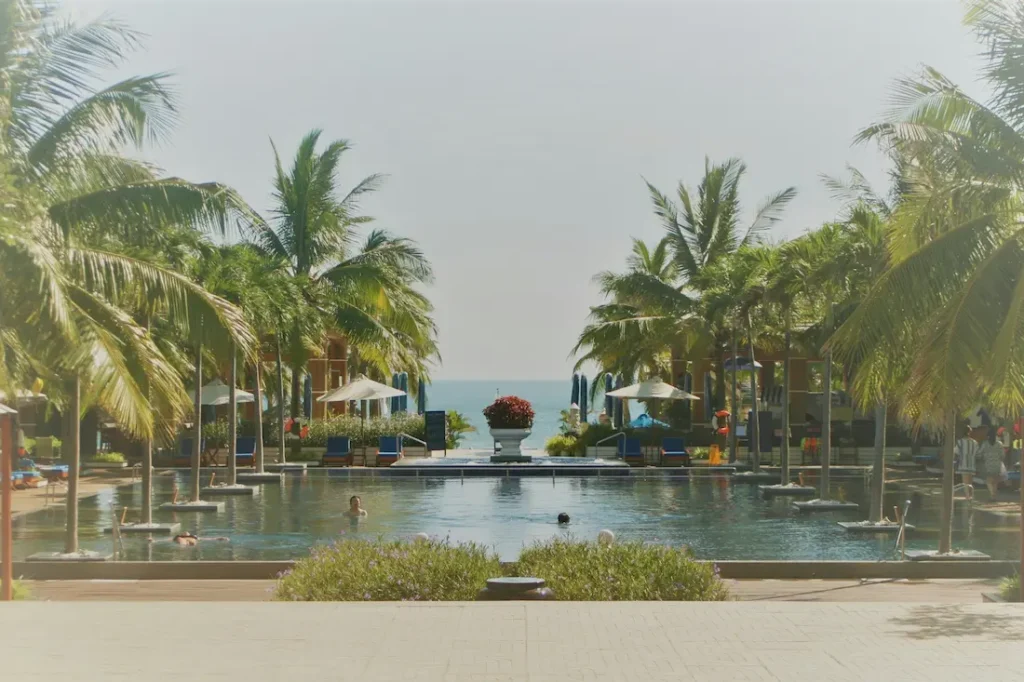 The pool view of the resort in Phu Quoc, Vietnam, is best for staying with kids and giving them a treat.