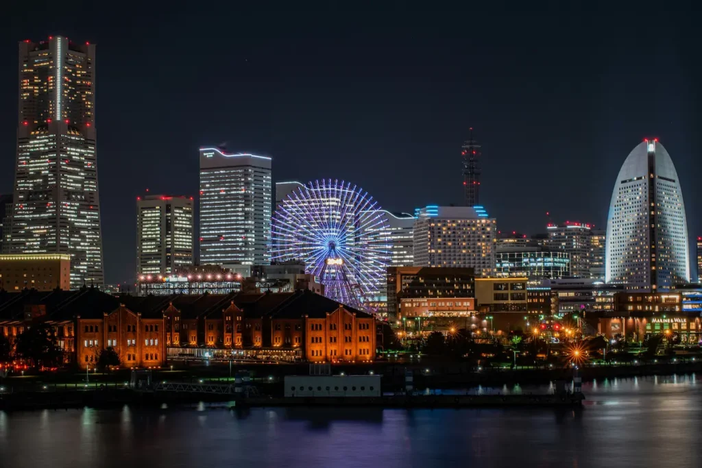 Night view of Yokohama skyline best enjoyed with kids on a day trip from Tokyo