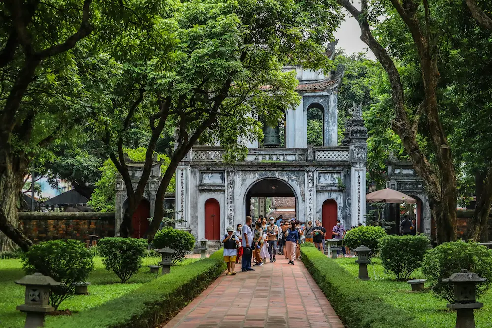 The Temple of Literature is one of the most peaceful places to visit with kids. 