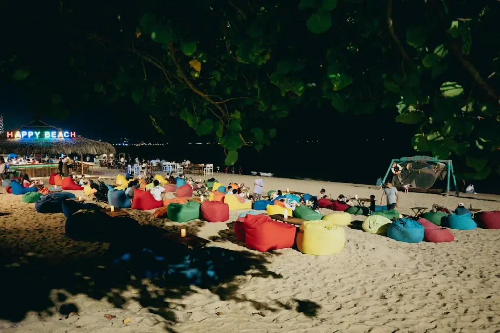Beachside restaurants at Nha Trang are ready for dinner. 