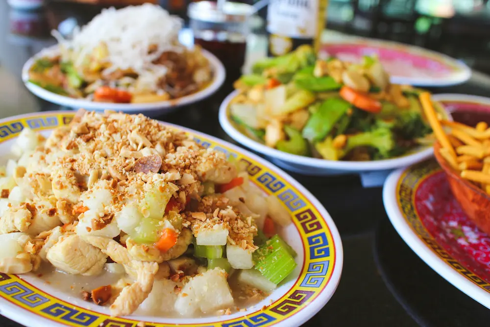 Fresh Vietnamese chicken salad and Saigon coffee in Da Nang