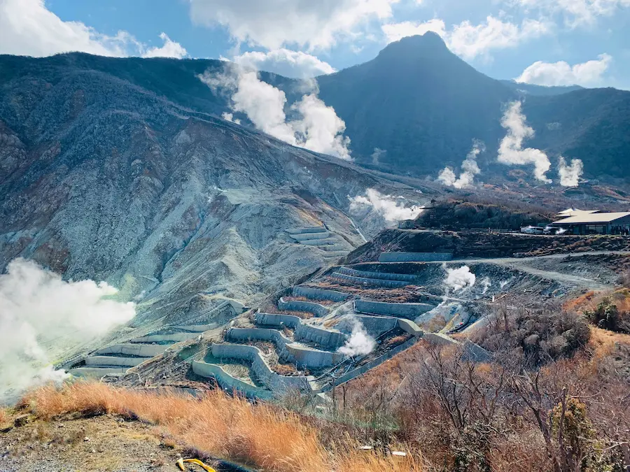 The Great Boiling Valley experience in Hakone with kids.