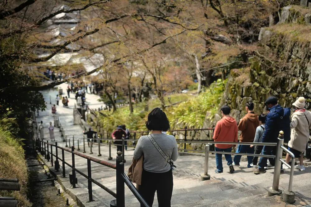 Walking through Kyoto temple grounds with kids