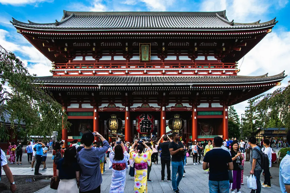 family exploring temple in Japan with kids