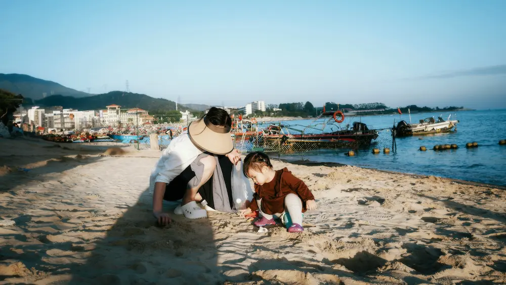 Family creating travel memories together in Asia with toddler
