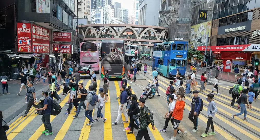 modern asian city transport and everyday family life
