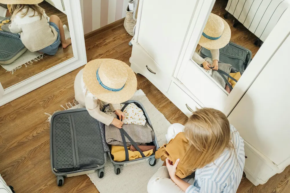 mum packing suitacses for japan trip with kids