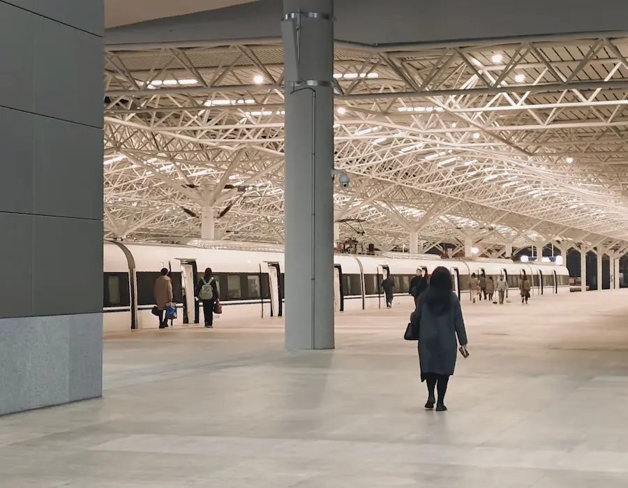family is going to onboard the high-speed train of China