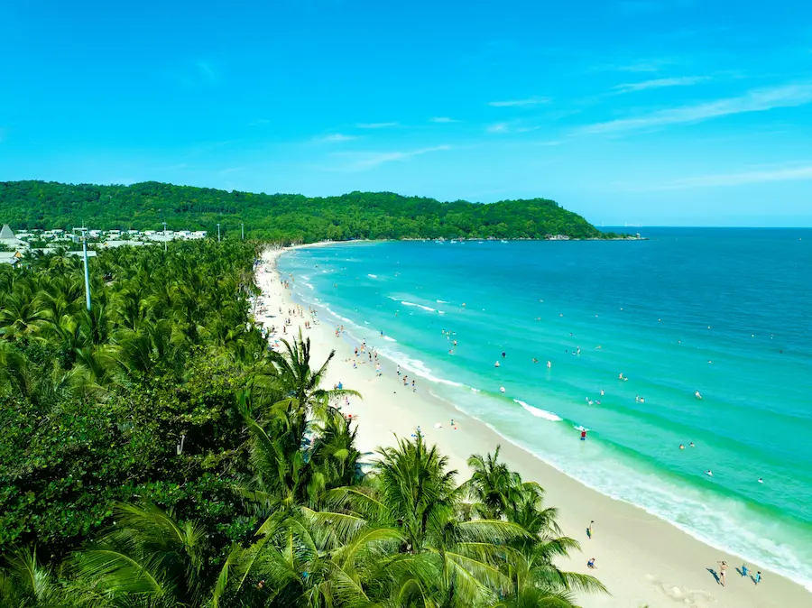 Parents enjoying Khem Beach, Phu Quoc. 