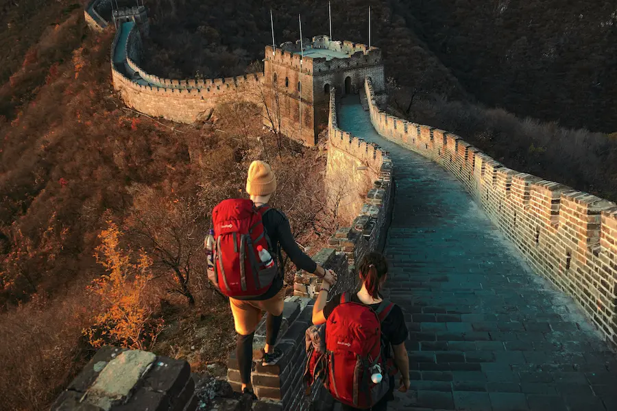 Family visiting the Great Wall of China during a China family vacation