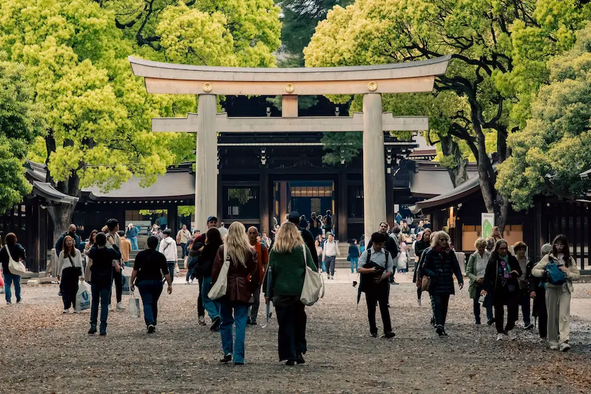 Family exploring Tokyo with young children in Japan
